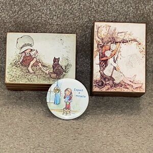 2 Vintage 1970's HOLLY HOBBIE Music Boxes TALK TO THE ANIMALS & LARA'S THEME